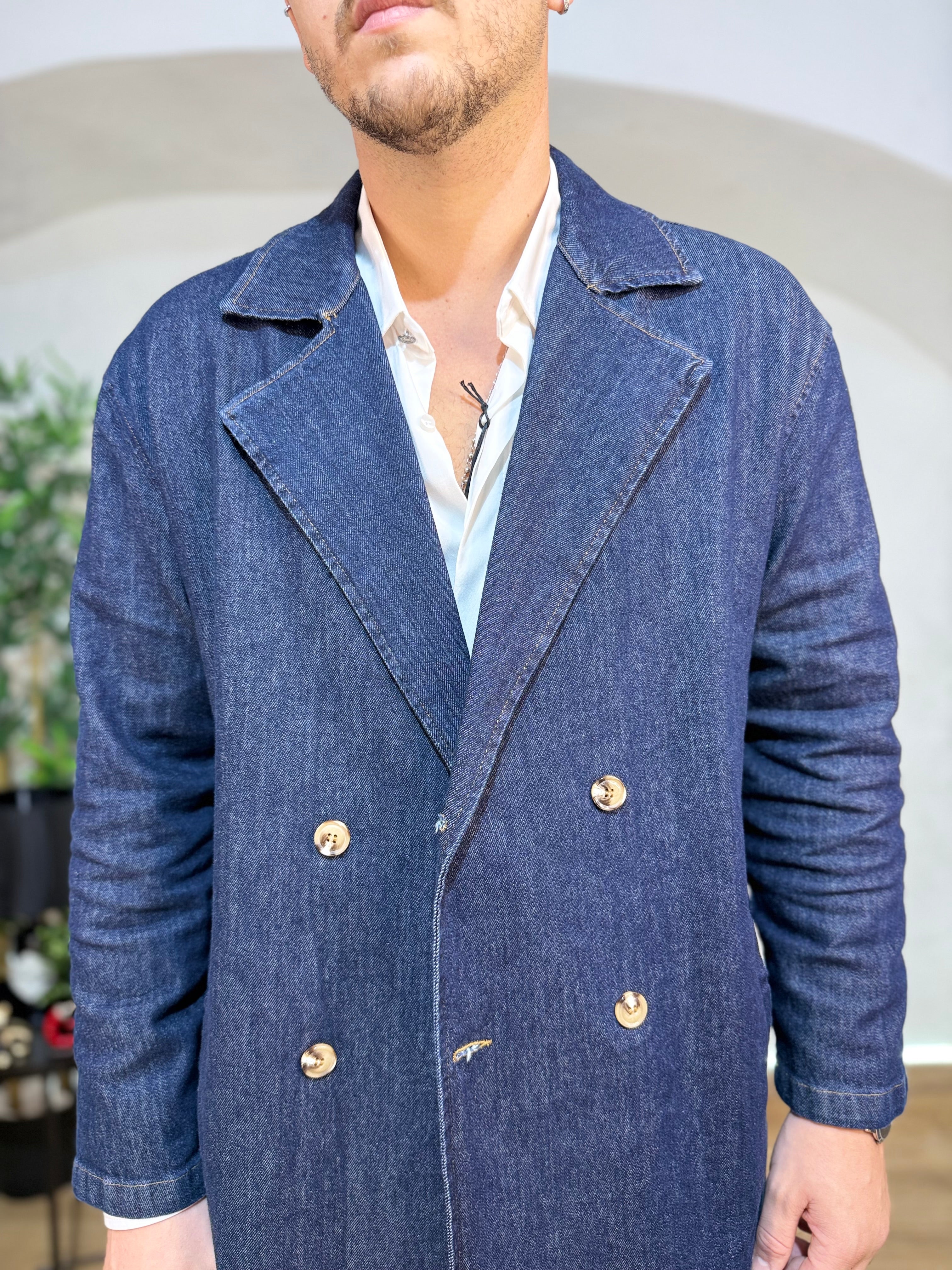 Trench Doppio Petto Denim