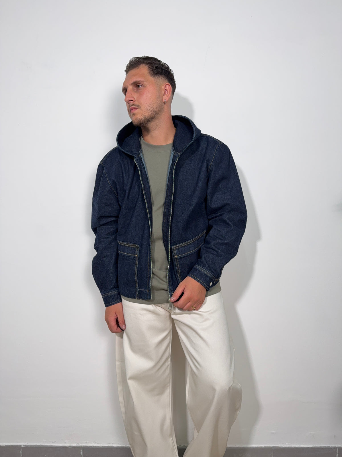 Giubbino Denim Cappuccio