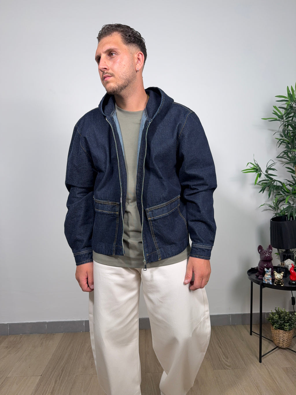 Giubbino Denim Cappuccio