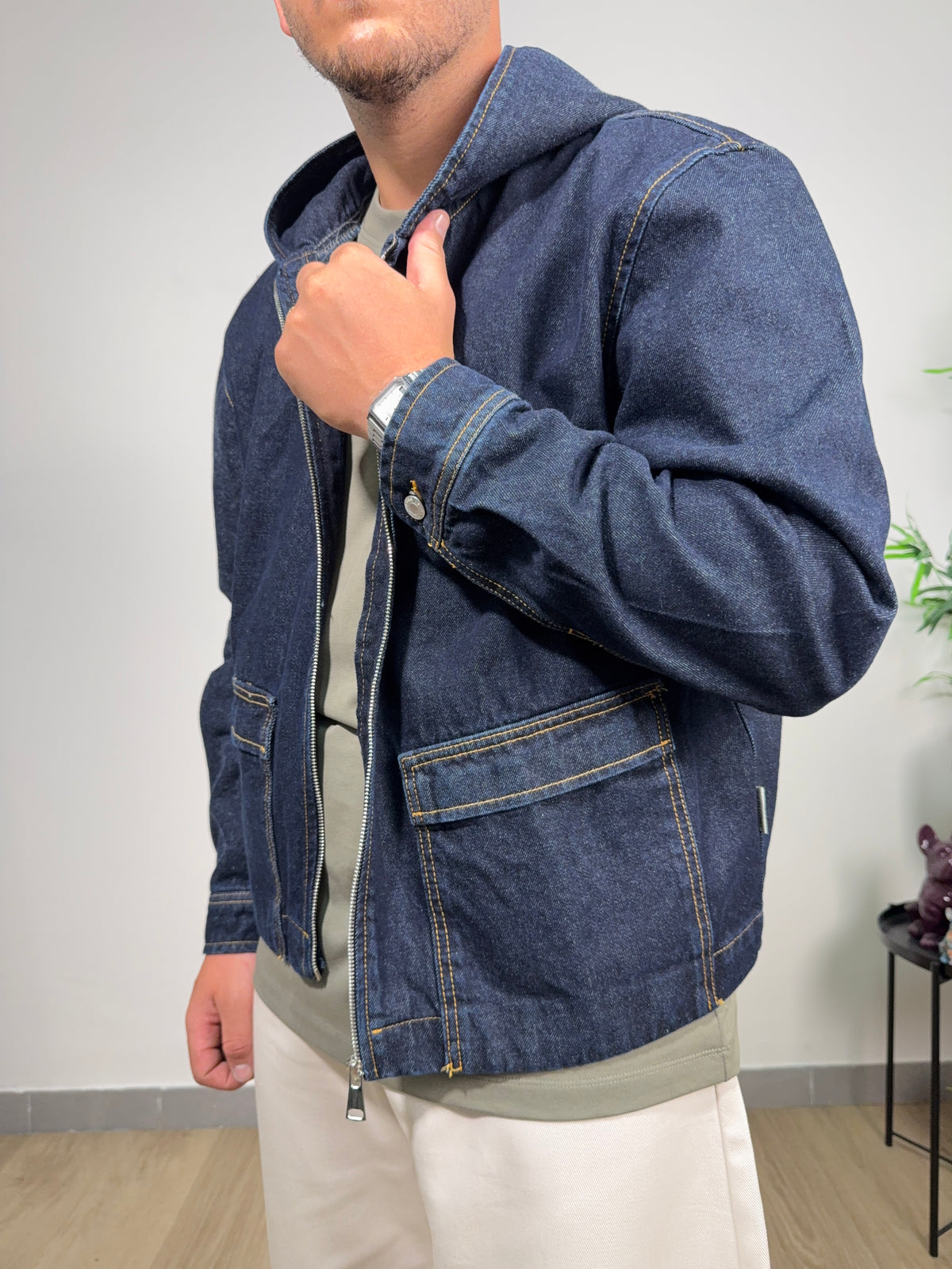 Giubbino Denim Cappuccio