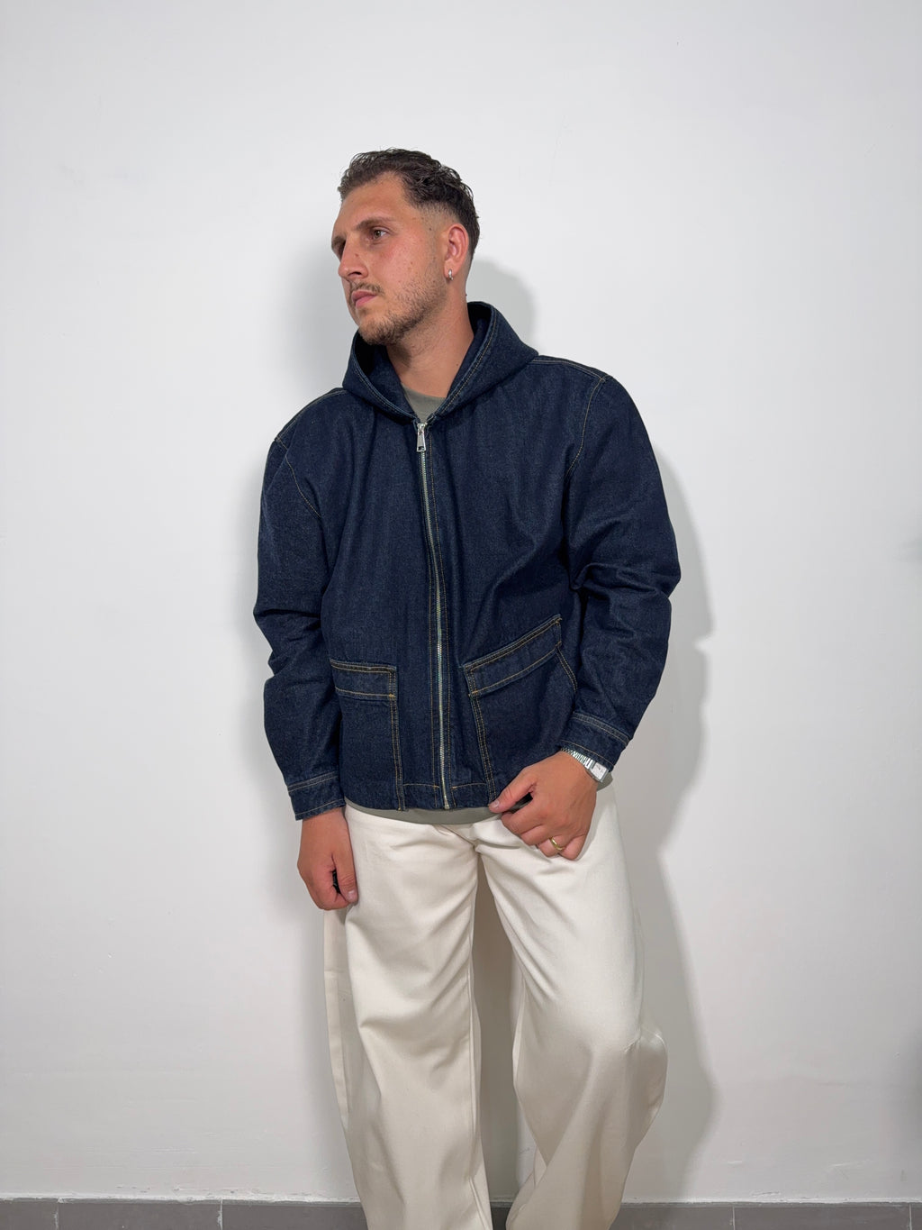 Giubbino Denim Cappuccio