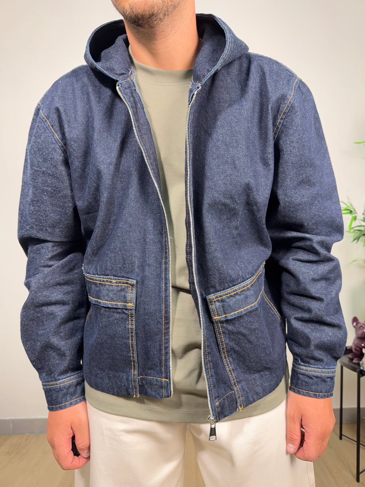 Giubbino Denim Cappuccio