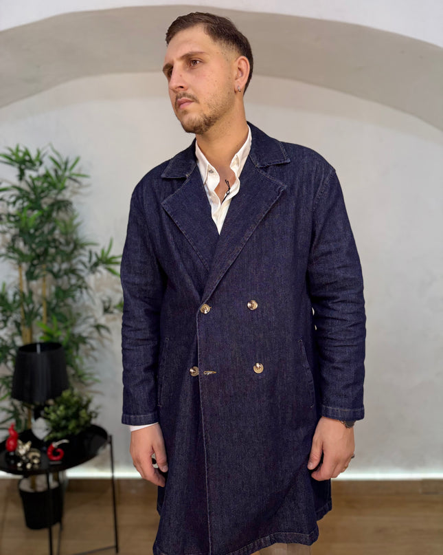 Trench Doppio Petto Denim