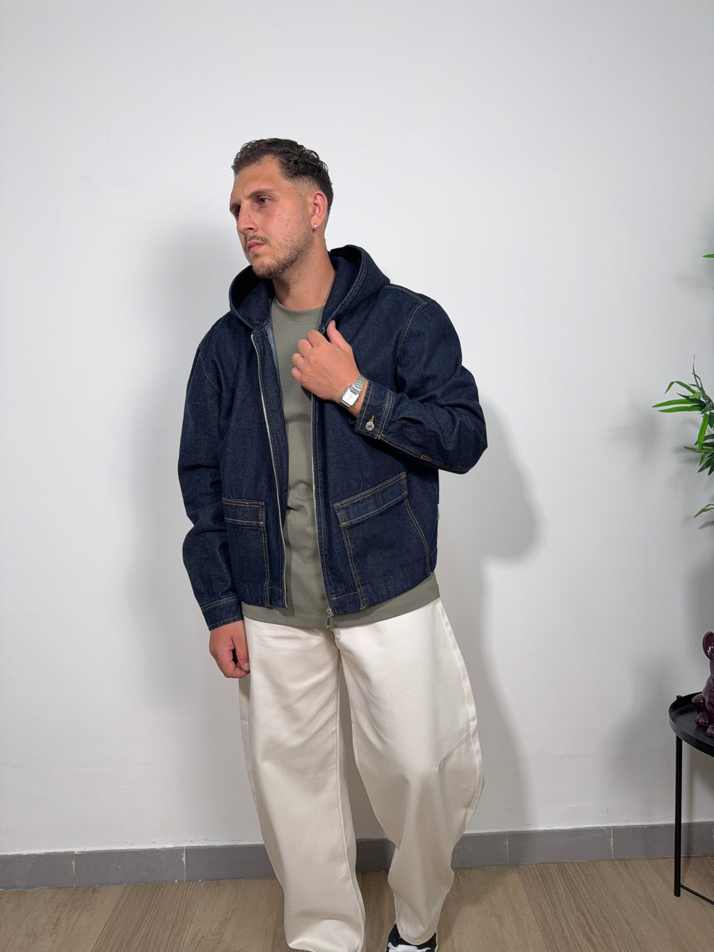 Giubbino Denim Cappuccio