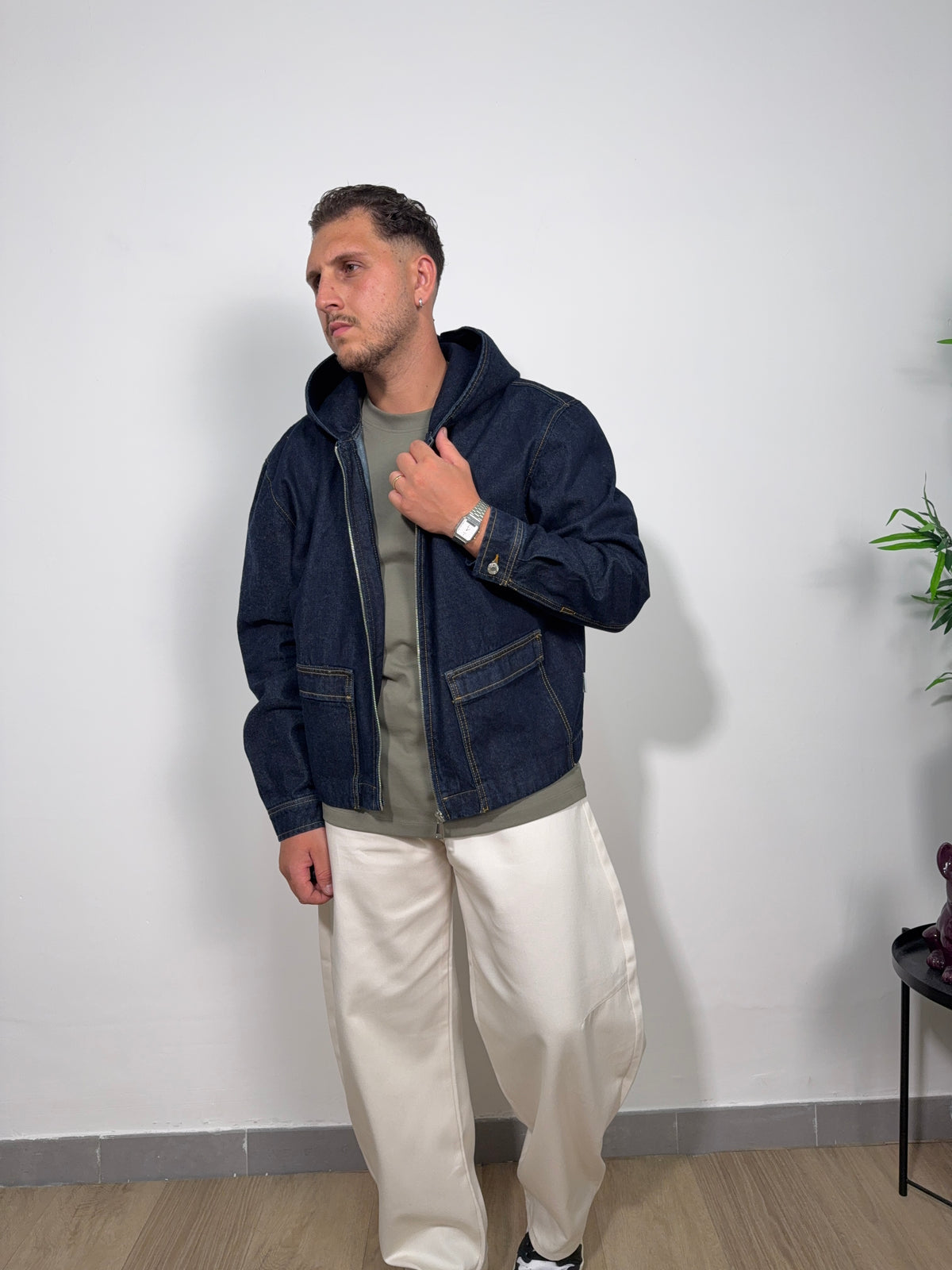 Giubbino Denim Cappuccio