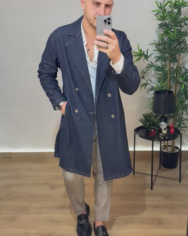 Trench Doppio Petto Denim