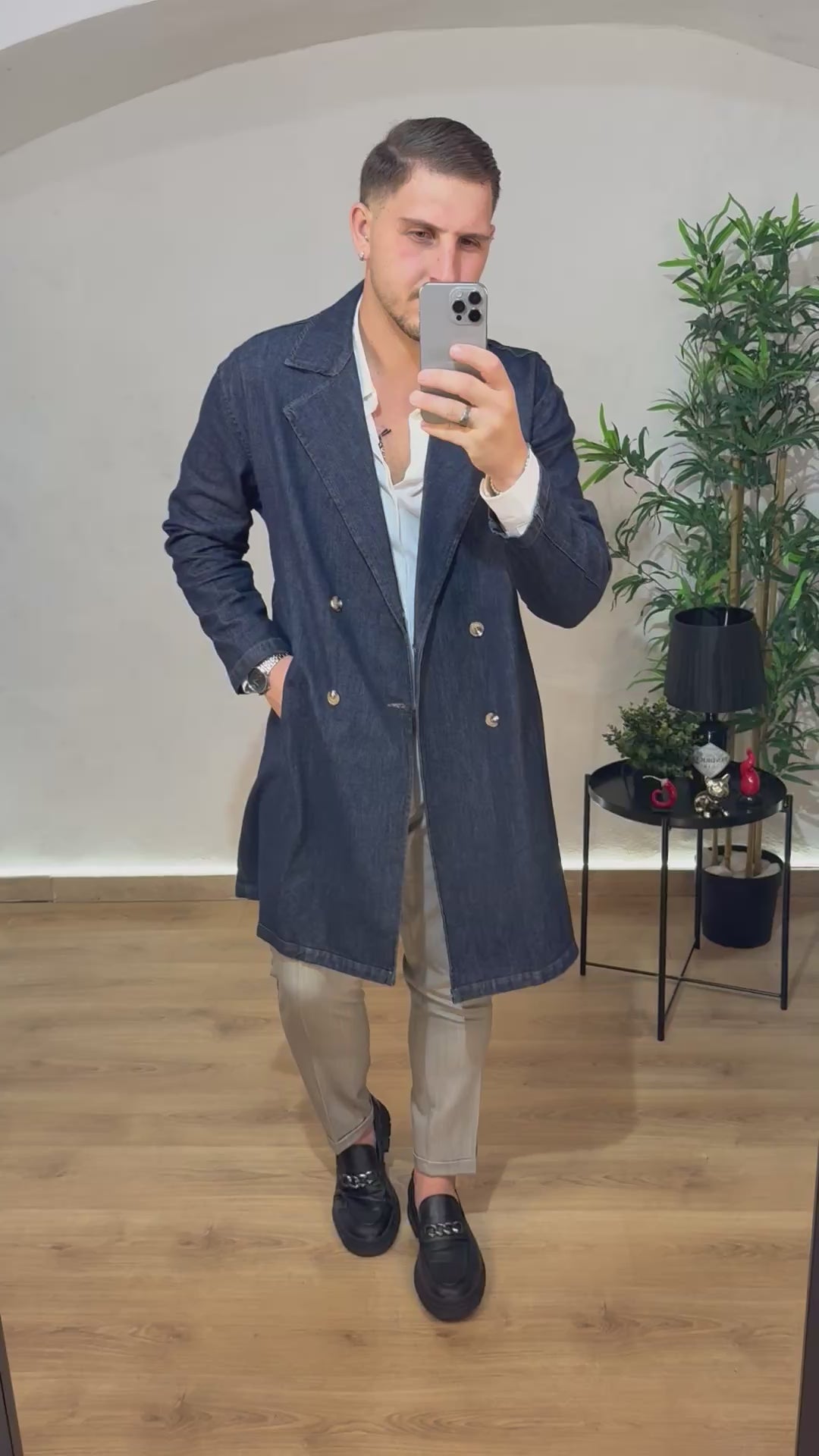 Trench Doppio Petto Denim
